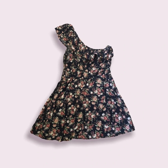 Vintage Y2K Floral Ruffle asymmetrical Mini dress Cottagecore boho spring - Picture 7 of 12
